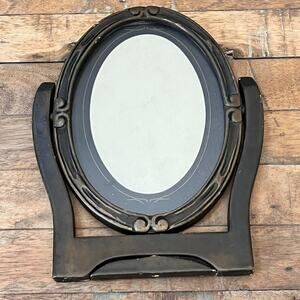 Antique Hardwood 9"x 7" Swivel Oval Picture Frame Free Standing